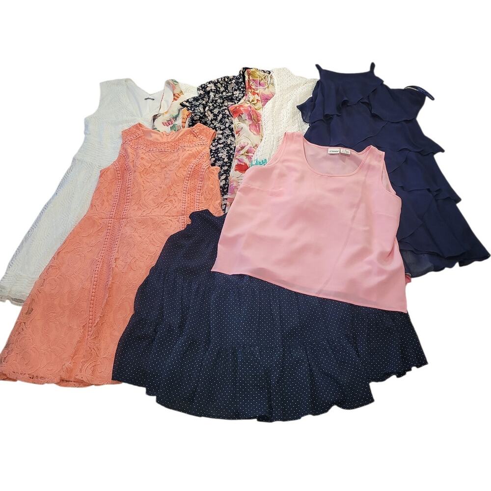 Women’s Size 16 Dress Bundle 10Pc Lace Chiffon Midi Plus Size Formal Lot